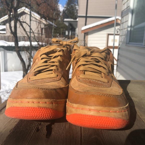 Nike Air Force 1 Insideout 312486-271 Men's Brown Leather Shoes maple / mango - Picture 11 of 14